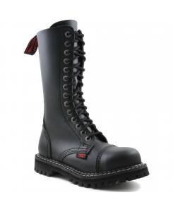 Boots & Braces 14 Loch Stiefel Boots and Rangers schwarz mit roter Naht Neu 