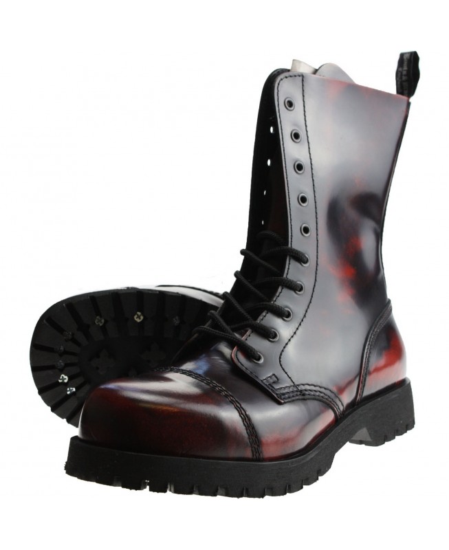 Boots & Braces Stiefel 10-Loch Cherry Rot Leder Rangers And Stahlkappen Oxblood 